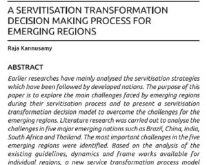 A Servitisation Transformation Decision Making Process For Emerging Regions | Raja Kannusamy