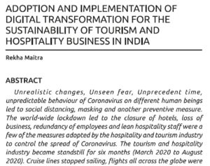 Adoption And Implementation Of Digital Transformation For The Sustainability Of Tourism And Hospitality Business In India | Rekha Maitra