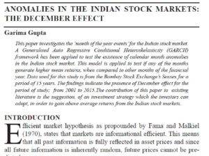 Anomalies In The Indian Stock Markets: The December Effect | Garima Gupta