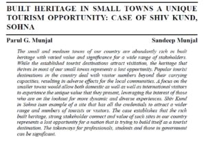 Built Heritage In Small Towns - A Unique Tourism Opportunity Case Of Shiv Kund, Sohna | Parul G Munjal & Sandeep Munjal