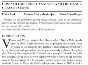 Cost Volume Profit Analysis And The Dance Class Business | Pinku Paul Paroma, Mitra Mukherjee & Moon Moon Haque