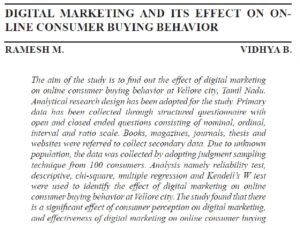 Digital Marketing And Its Effect On Online Consumer Buying Behavior | Ramesh M & Vidhya B