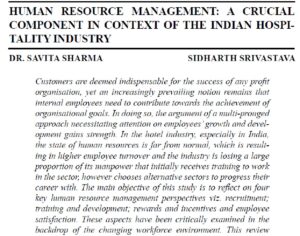 Human Resource Management - A Crucial Component In Context Of The Indian Hospitality Industry | Savita Sharma & Sidharth Srivastava