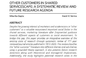 Other Customers In Shared Servicescape: A Systematic Review And Future Research Agenda | Niharika Gupta & Harsh V Verma