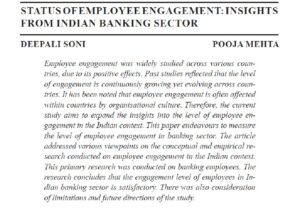 Status Of Employee Engagement - Insights From Indian Banking Sector | Deepali Soni & Pooja Mehta