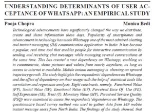 Understanding Determinants Of User Acceptance Of Whatsapp - An Empirical Study | Pooja Chopra & Monica Bedi