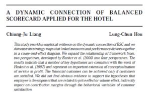 A Dynamic Connection Of Balanced Scorecard Applied For The Hotel | Chiung-Ju Liang & Lung-Chun Hou