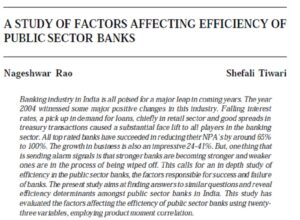A Study Of Factors Affecting Efficiency Of Public Sector Banks | Nageshwar Rao &  Shefali Tiwari