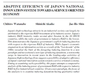 Adaptive Efficiency Of Japan's National Innovation System Toward A Service Oriented Economy | Chihiro Watanabe, Shinichi Akaike & Jae-Ho Shin