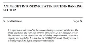 An Insight Into Service Attributes In Banking Sector | S. Prabhakaran & Satya S.
