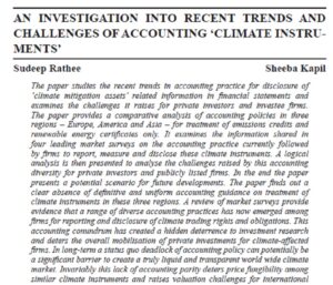 An Investigation Into Recent Trends And Challenges Of Accounting - 'Climate Instruments' | Sudeep Rathee & Sheeba Kapil