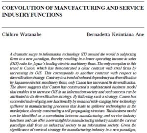 Coevolution Of Manufacturing And Service Industry Functions | Chihiro Watanabe & Bernadetta Kwintiana Ane