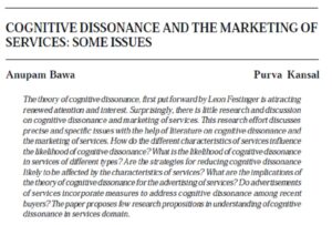 Cognitive Dissonance And The Marketing Of Services: Some Issues | Anupam Bawa &  Purva Kansal