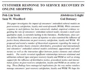 Customer Response To Service Recovery In Online Shopping | Poh-Lin Yeoh, Abdolreza Eshghi, Sam W. Woolford & Gul Butaney