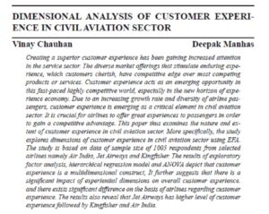 Dimensional Analysis Of Customer Experience In Civil Aviation Sector | Vinay Chauhan & Deepak Manhas