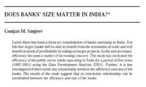 Does Banks' Size Matter In India?* | Gunjan M. Sanjeev