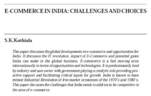 E-Commerce In India: Challenges And Choices | S.K.Kuthiala