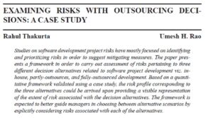 Examining Risks With Outsourcing Decisions: A Case | Rahul Thakurta & Umesh H. Rao
