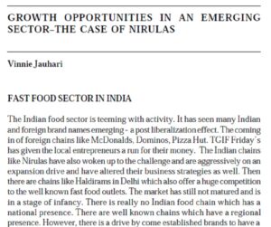 Growth Opportunities In An Emerging Sector -The Case Of Nirulas | Vinnie Jauhari