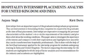 Hospitality Internship Placements: Analysis For United Kingdom And India | Anjana Singh & Kirti Dutta