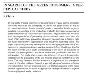 In Search Of The Green Consumers: A Perceptual Study | K.Chitra