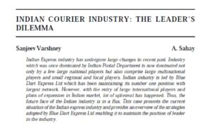 Indian Courier Industry: The Leader's Dilemma | Sanjeev Varshney & A. Sahay