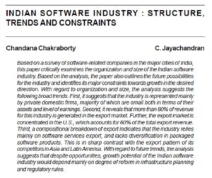 Indian Software Industry : Structure, Trends And Constraints | Chandana Chakraborty & C. Jayachandran