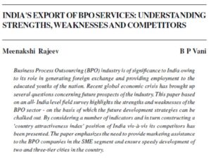 India's Export Of BPO Services: Understanding Strengths, Weaknesses And Competitors | Meenakshi Rajeev  B P Vani
