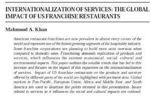 Internationalization Of Services: The Global Impact Of Us Franchise Restaurants | Mahmood A. Khan