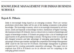 Knowledge Management For Indian Business Schools | Rajesh K. Pillania