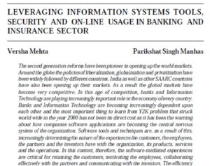 Leveraging Information Systems Tools, Security And On-Line Usage In Banking And Insurance Sector | Versha Mehta & Parikshat Singh Manhas