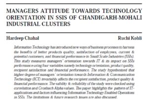 Managers Attitude Towards Technology Orientation In SSIs Of Chandigarh-Mohali Industrial Clusters | Hardeep Chahal & Ruchi Kohli