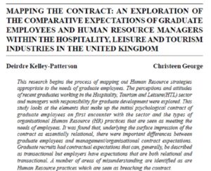 Mapping The Contract: An Exploration Of The Comparative Expectations Of Graduate Employees And Human Resource Managers Within The Hospitality, Leisure And Tourism Industries In The United Kingdom | Deirdre Kelley-Patterson & Christeen George