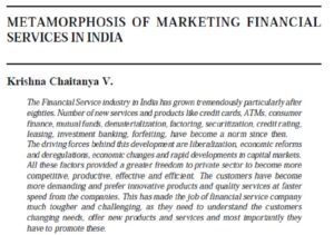 Metamorphosis Of Marketing Financial Services In India | Krishna Chaitanya V.