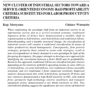 New Cluster Of Industrial Sectors Toward A Service-Oriented Economy-R&D Profitability Criteria Substitutes For Labor Productivity Criteria | Koji Moriyama & Chihiro Watanabe