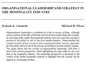 Organisational Leadership And Strategy In The Hospitality Industry | Prakash K. Chathoth & Michael D. Olsen