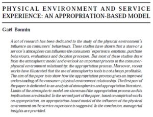 Physical Environment And Service Experience: An Appropriation-Based Model | Ga'l Bonnin