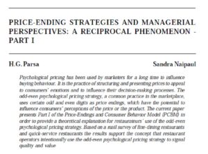 Price-Ending Strategies And Managerial Perspectives: A Reciprocal Phenomenon | H.G. Parsa  & Sandra Naipaul