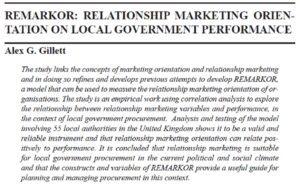 Remarkor: Relationship Marketing Orientation On Local Government Performance | Alex G. Gillett