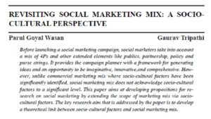 Revisiting Social Marketing Mix: A Socio-Cultural Perspective | Parul Goyal Wasan & Gaurav Tripathi