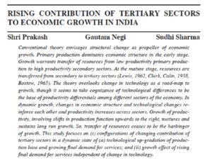 Rising Contribution Of Tertiary Sectors To Economic Growth In India | Shri Prakash, Gautam Negi & Sudhi Sharma