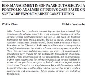 Risk Management In Software Outsourcing-A Portfolio Analysis Of India's Case Based On Software Export Market Constitution | Weilin Zhao & Chihiro Watanabe