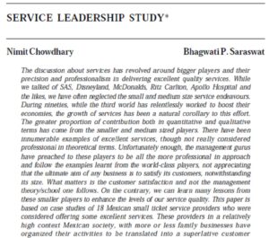 Service Leadership Study | Nimit Chowdhary & Bhagwati P. Saraswat