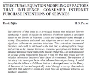 Structural Equation Modeling Of Factors That Influence Consumer Internet Purchase Intentions Of Services | David Njite & H.G. Parsa