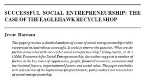 Successful Social Entrepreneurship: The Case Of The Eaglehawk Recycle Shop | Jessie Harman