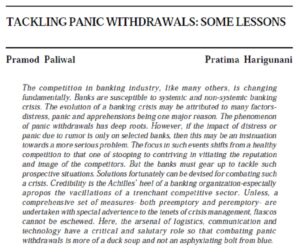Tackling Panic Withdrawals: Some Lessons | Pramod Paliwal & Pratima Harigunani