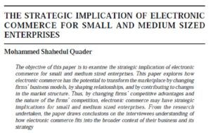 The Strategic Implication Of Electronic Commerce For Small And Medium Sized Enterprises | Mohammed Shahedul Quader