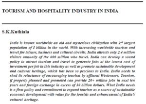 Tourism And Hospitality Industry In India | S.K.Kuthiala