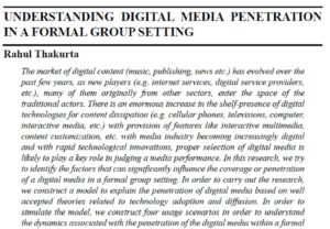 Understanding Digital Media Penetration in a Formal Group Setting | Rahul Thakurta