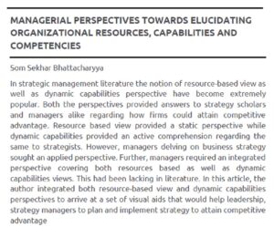 Managerial Perspectives Towards Elucidating Organizational Resources, Capabilities And Competencies | Som Sekhar Bhattacharyya